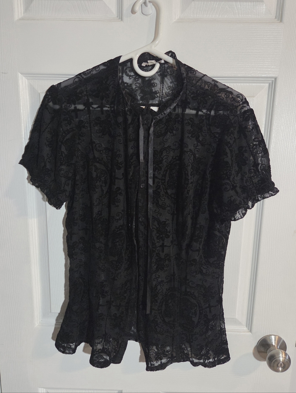 Unique Vintage Gothic Print Blouse